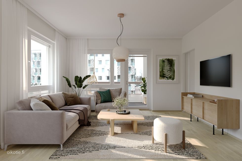Asunto A07 2h+kt, 43,0 m2 olohuone, taiteilijan näkemys