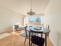 Olohuone on tilava kauniine lautalattioineen..