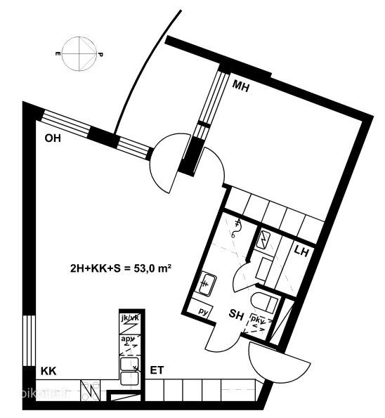 Kerrostalo, 2H+KK+S, 53 m², Länsimäki - Näkymä 2
