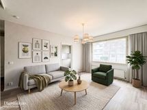 Talon ensimmäisen kerroksen remontoitu koti, joka on hieman maanpinnan yläpuolella.