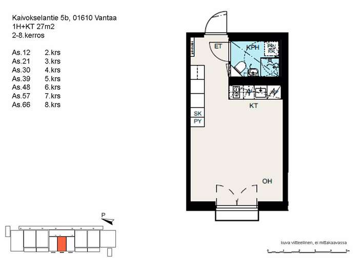 Kerrostalo, 1H+KT, 27 m², Kaivoksela - Näkymä 3