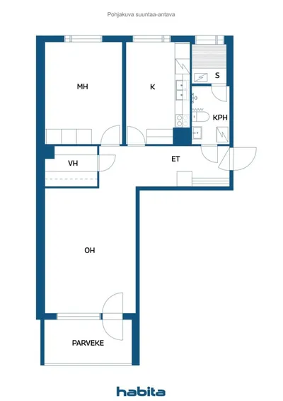 Kerrostalo, 2h, k, kph/wc, s, vh, las.parveke, 58 m², Keskusta - View 2