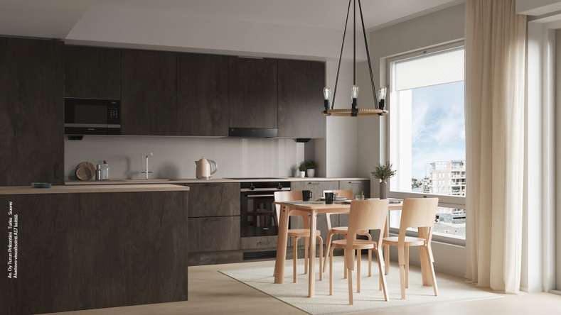 Kerrostalo, 3h, avok, rt, kph, s, khh, erill.wc, vh, et, käyt, 2x lasit.p, p (yj:n mukaan 3H+K+KHH+S), 114 m², Telakkaranta - Näkymä 4