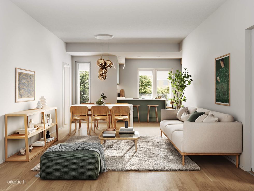 Visualisointikuva kodista C 15 2. krs ja C 12 1.krs (4h+k+s, 92 m²)