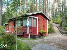 Saunarakennus, jossa toisella puolella tupa/huone.