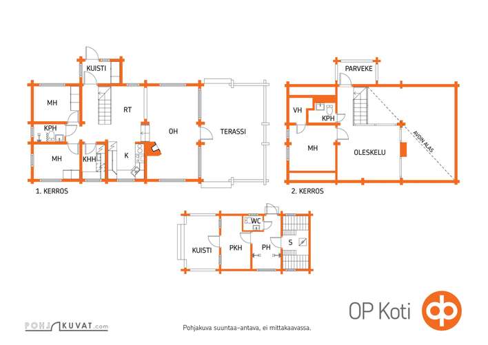 Loma-asunto, Oh,3mh,k,khh,kph/wc,wc,aula,vh,p,kuisti, 111 m², Villähde - Näkymä 2