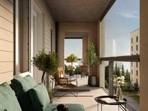 Visualisointi neljännen kerroksen vastaavasta kodista (3-4h+kt+s, 81,5 m²)