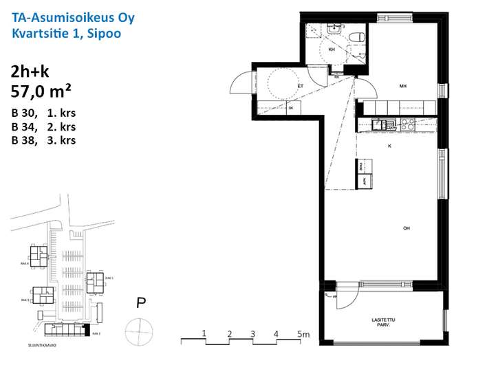 Kerrostalo, 2h + k + p, 57 m², Söderkulla - Näkymä 2