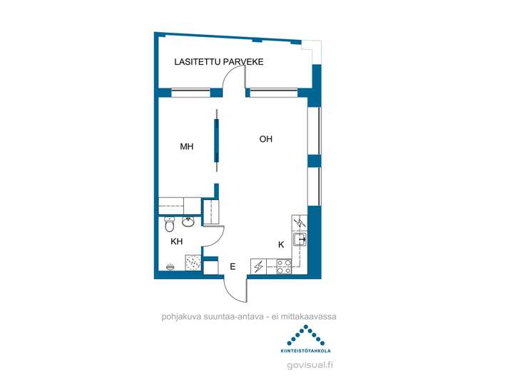 Kerrostalo, 2h,kt,kh,lasitettu parveke, 38,5 m², Henttaa – pohled 2