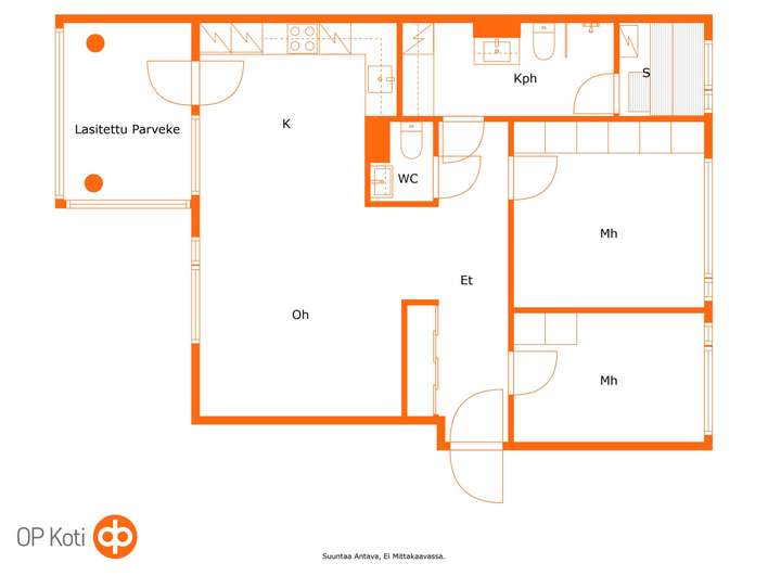 Kerrostalo, 3h, avok, kph, s, erill.wc, p, 75,5 m², Lauttasaari - View 3