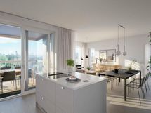 Kodit 71,0 m² | 3–4H+KT+S | Visualisointi | Näkymä vaihtelee kerroksittain