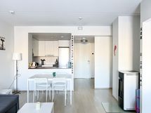 Keittiöstä näkymät olohuoneen puoleen.