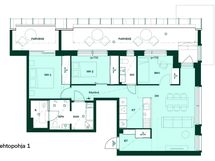 3–4h+kt+khh+s, 82,5 m². Vaihtoehtopohjassa koti toteutettavissa kolmella makuuhuoneella.