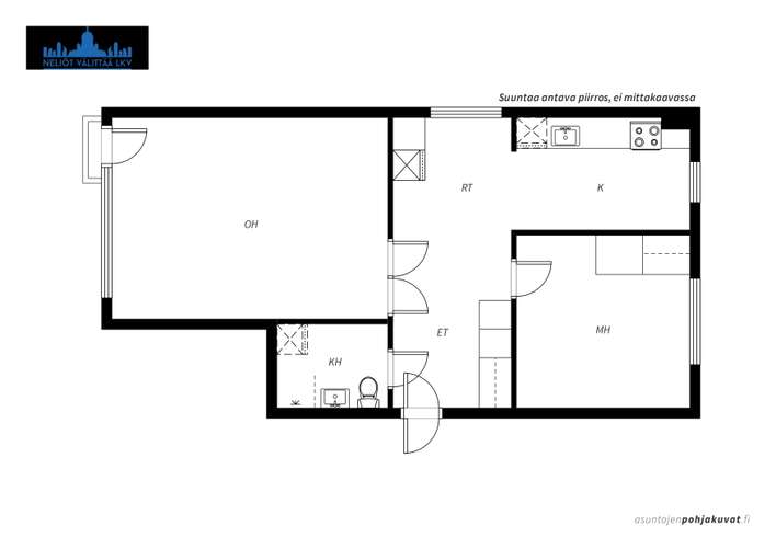Kerrostalo, 2h + k + kph + ransk.parv., 50 m², Haaga – pohled 2