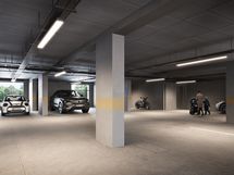 Parkkipaikat rakentuvat pääosin 1. kerrokseen talon alle.
