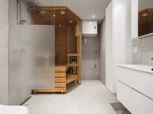 Valokuva asunnosta A 09 - sauna ja kylpyhuone.