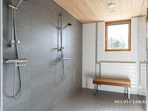 Taloyhtiön saunatilaa.