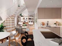 Visualisointi Renatan kodista A 22, 3h+kt, 65,5 m²