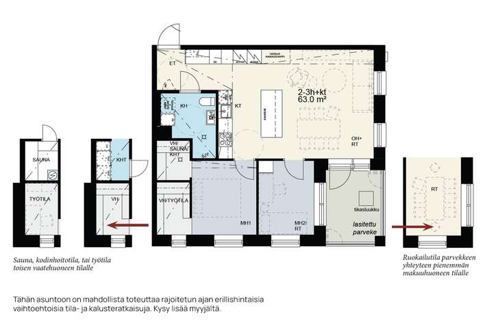 Kerrostalo, 2-3h+kt+2vh, 63 m², Hatanpää - Näkymä 2