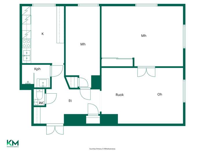 Kerrostalo, 3h+k+kph+wc, 80,5 m², Punavuori – pohled 2