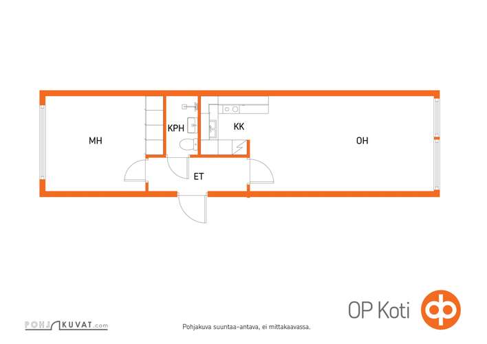 Kerrostalo, 2h+k+kh, 42,5 m², Tuira – pohled 3