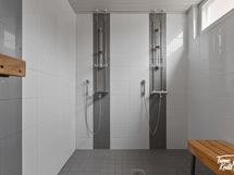 Remontoitu pesuhuone, 2 suihkua