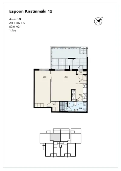 Kerrostalo, 2H+KK+S, 60 m², Suvela - Näkymä 4