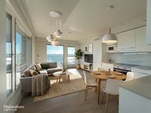 Kahdeksannen kerroksen näköalakoti remonttivapaasta yhtiöstä Sompasaaressa.