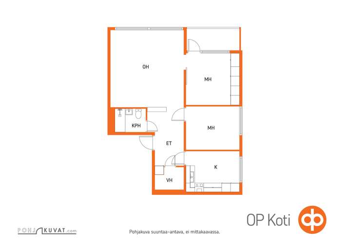 Kerrostalo, 3h,k,kph,vh,las.parv, 67,5 m², Hovinsaari – pohled 2