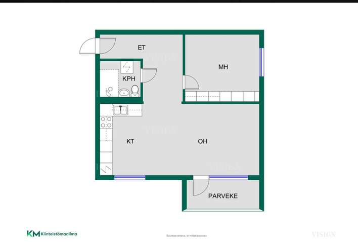 Kerrostalo, 2h, k, kph, p, 58,5 m², Olari - Näkymä 2