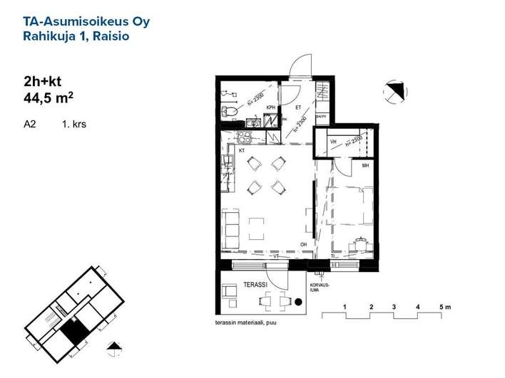 Kerrostalo, 2h+kt, 44,5 m², Ihala - Näkymä 2