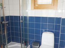 Yläkerran wc jossa suihkukaappi