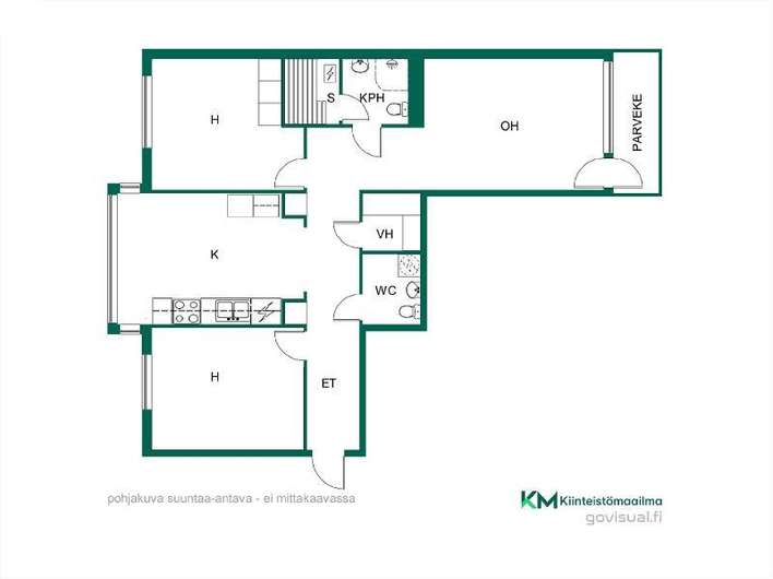 Kerrostalo, 3h,k,kph,s,erill.wc,vh,lasit,parv, 74 m², Kruununhaka - Näkymä 4