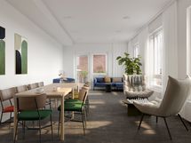 Havainnekuva taloyhtiön yhteistila, kerhohuone