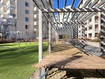 Piha-alue on viihtyisä ja siellä on tekemistä kaiken ikäisille.