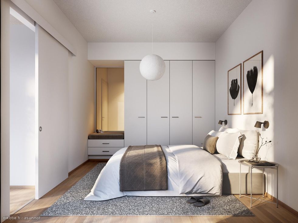 Makuuhuoneen lisäksi alkovi esim. lapselle tai työtilaksi