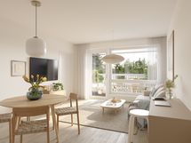 Asunto A20, 3-4h+kt+s/vh+khh, 74,5m2, olohuone, taiteilijan näkemys