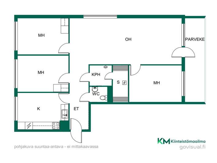Kerrostalo, 4h, k, eril. wc, kph, s, lasitettu p, 93 m², Tammela – pohled 2