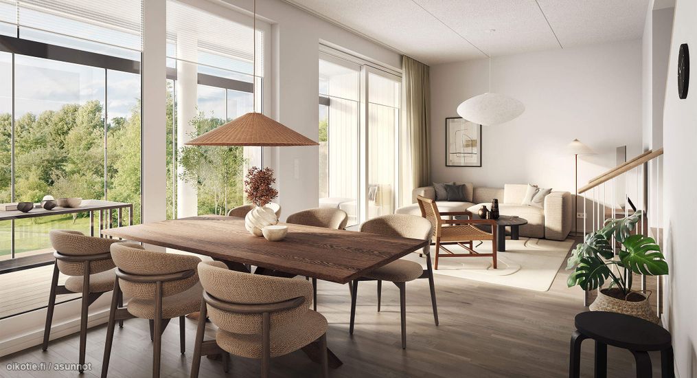 Visualisointikuva rivitalokodista A 01, A 03,  A 05 (4h+kt+s, 112 m²)