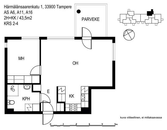 Kerrostalo, 2H+KK, 43,5 m², Härmälänranta – pohled 3
