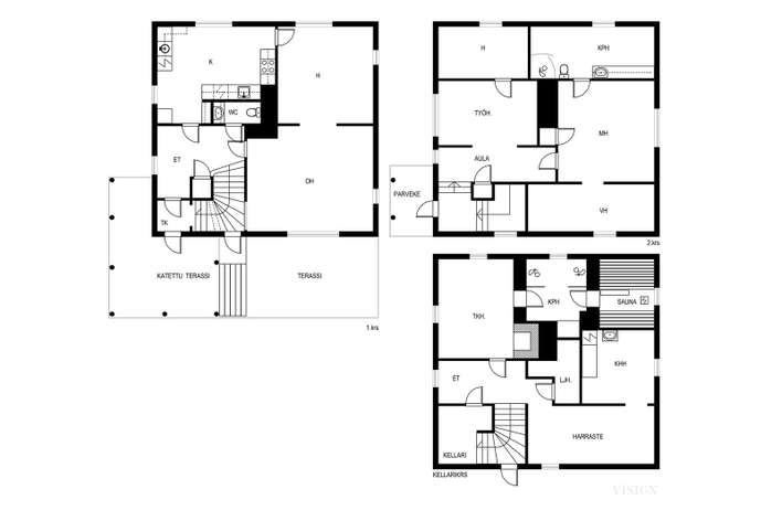 Omakotitalo, 4h+k+tkh+s+khh+autotalli ja autokatos, 145/197 m², Kourula – pohled 2
