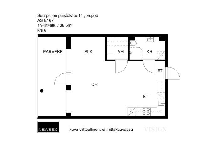 Kerrostalo, 1h+kt, 38,5 m², Suurpelto - Näkymä 2
