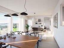 Kodit 77-77,5 m² | 3H+KT+KHH+S | Visualisointi | Näkymä vaihtelee kerroksittain