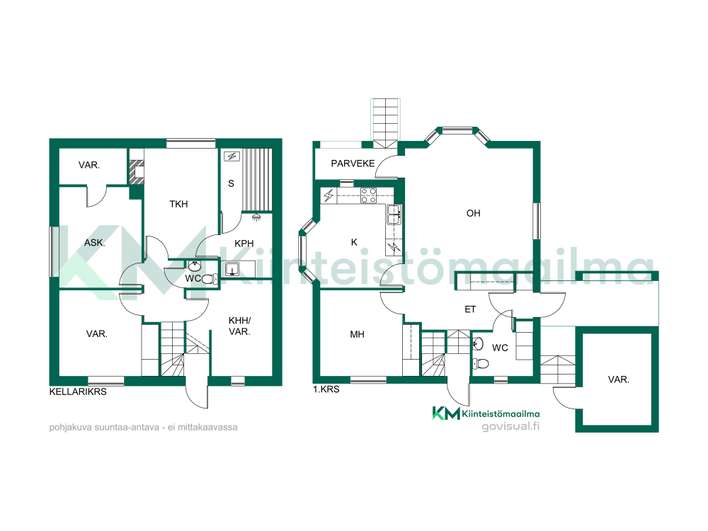 Huvila, 2h, k, kph, s, takkah, 2x wc, askartelutila, varastohuone, khh, parveke, 108/117 m², Leppäsilta – pohled 2