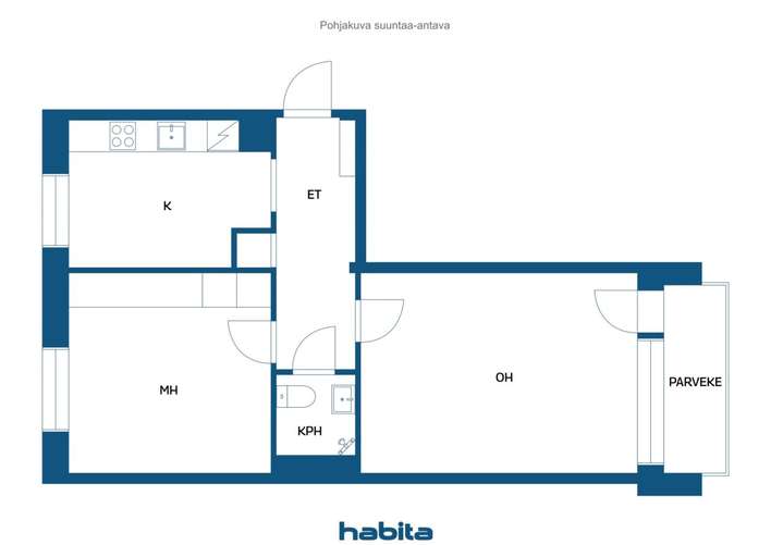 Kerrostalo, Näppärä kaksio koti, 52 m², Kotkansaari – pohled 2