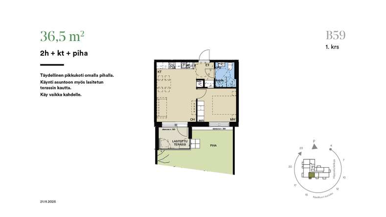 Kerrostalo, 2h+kt, 36,5 m², Kissanmaa - Ansicht 2