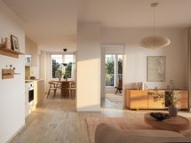 Olohuone A27, 4H+KT+S+WC, 77,0 m². Havainnekuva, taiteilijan näkemys.