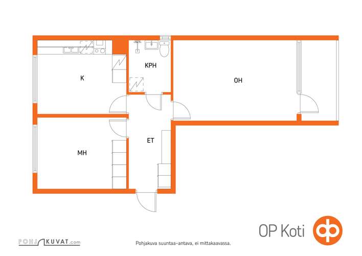 Kerrostalo, 2h+k, 60,5 m², Hyllykallio - View 2
