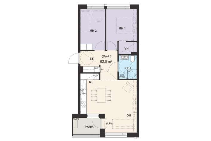 Kerrostalo, 3h+kt, 62 m², Jätkäsaari - Näkymä 2