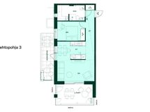 2h+kt+s, 54,5 m². Vaihtoehtopohjassa avarammassa kylpyhuoneessa on runsaasti tilaa kodinhoidolle.